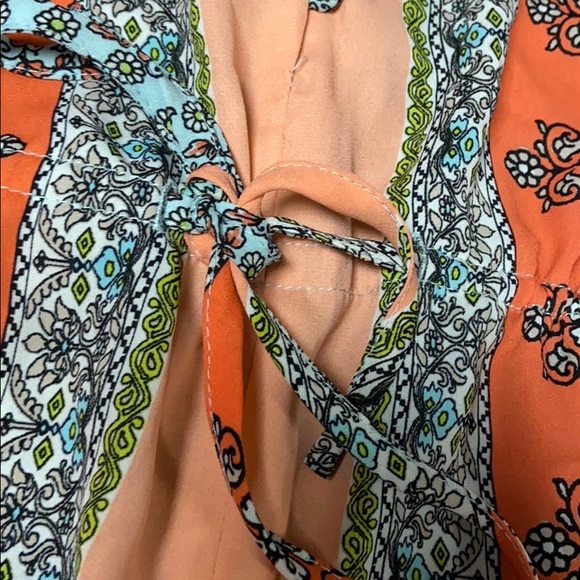 Lulus Boho Print Orange Button Romper Jumpsuit - Picture 4 of 11